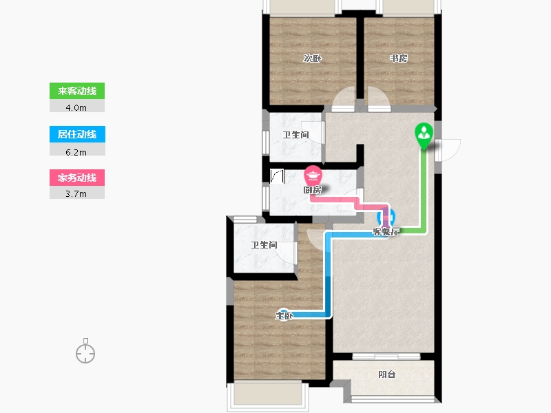 海南省-海口市-环球100宝龙城-105.00-户型库-动静线