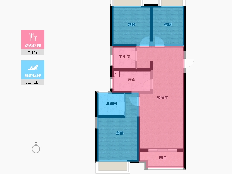 海南省-海口市-环球100宝龙城-105.00-户型库-动静分区