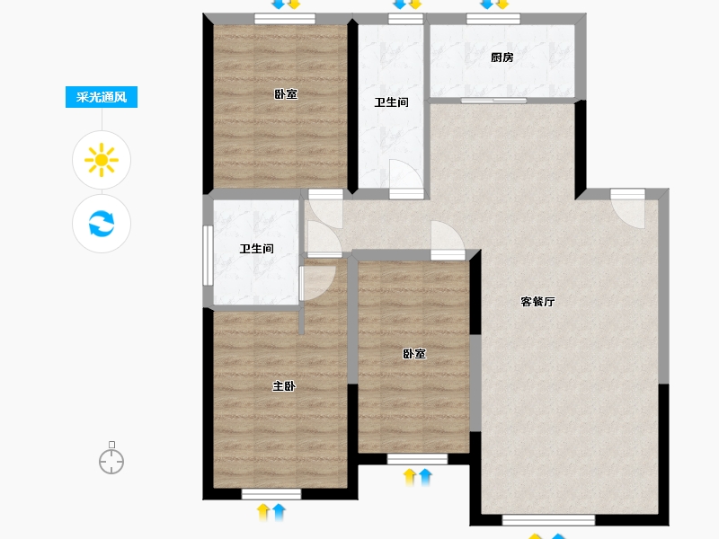 吉林省-长春市-万科城-110.00-户型库-采光通风