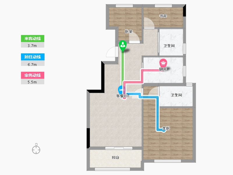 浙江省-宁波市-锦绣海樾府-91.00-户型库-动静线