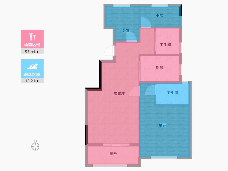 浙江省-宁波市-锦绣海樾府-91.00-户型库-动静分区