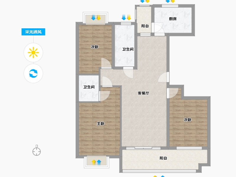 山东省-济宁市-南池御都花园-111.00-户型库-采光通风