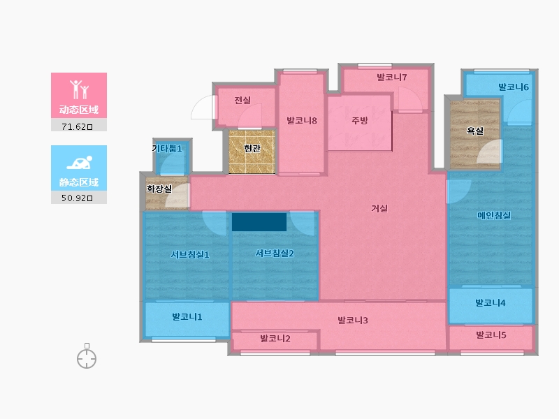 경기도-화성시-동탄나루마을한화꿈에그린우림필유-121.27-户型库-动静分区