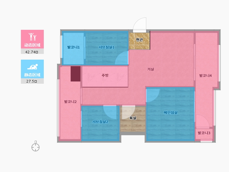 서울특별시-강동구-한강현대-68.63-户型库-动静分区