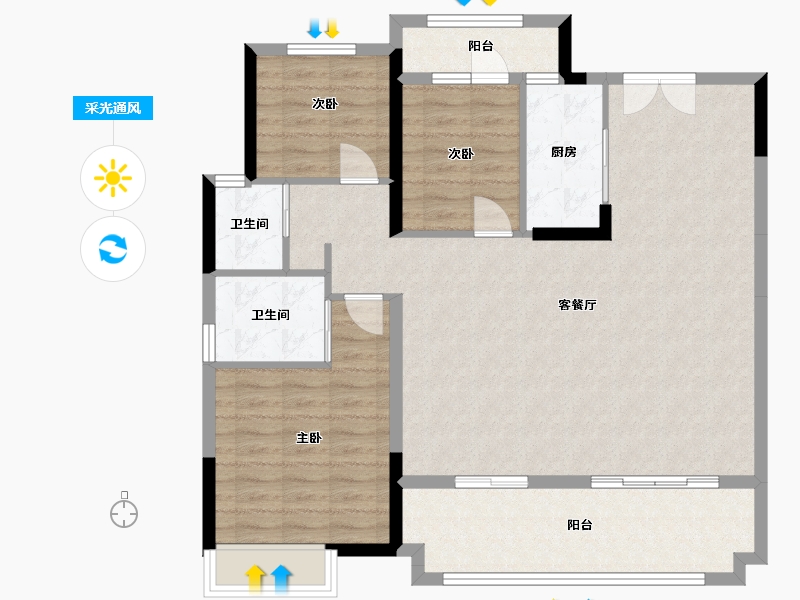 安徽省-六安市-万兴滨江府-108.00-户型库-采光通风