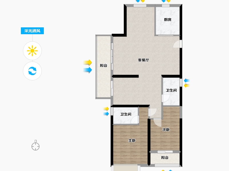 浙江省-台州市-伟星金桥郡-103.56-户型库-采光通风