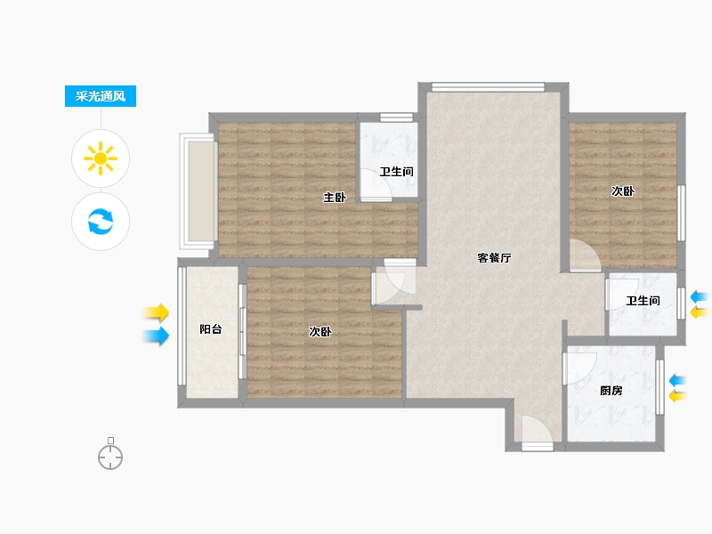 山东省-菏泽市-明泰第一城-110.00-户型库-采光通风