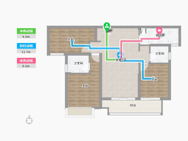 湖南省-长沙市-卓越中寰-86.46-户型库-动静线