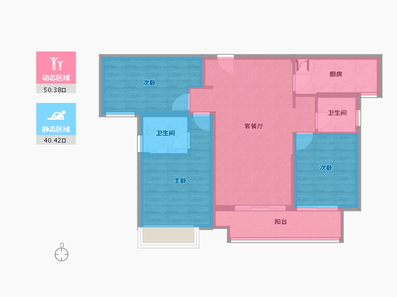 湖南省-长沙市-卓越中寰-86.46-户型库-动静分区