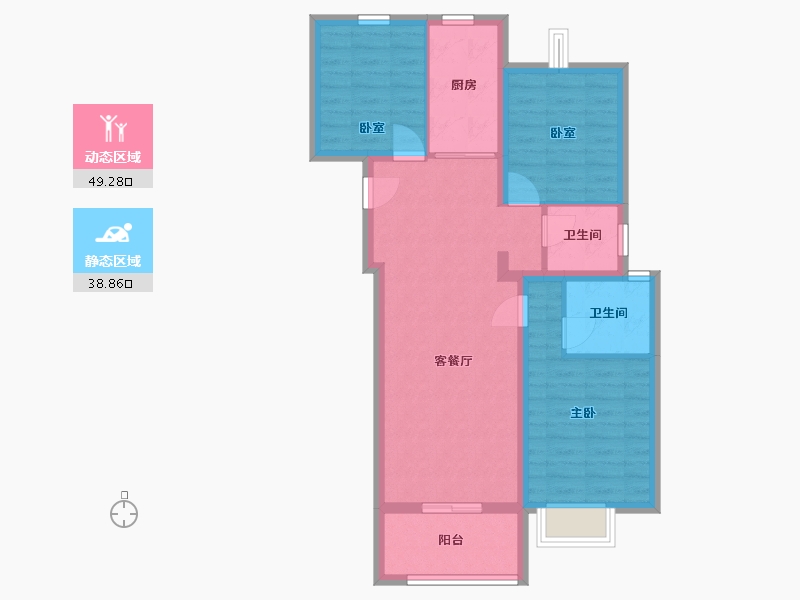 湖北省-武汉市-远洋万和四季-83.61-户型库-动静分区