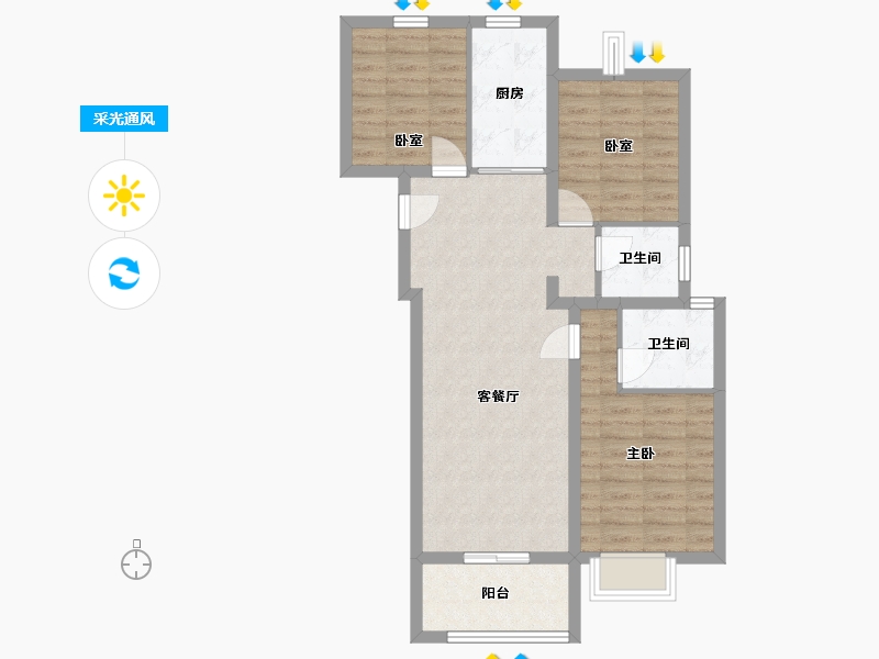 湖北省-武汉市-远洋万和四季-83.61-户型库-采光通风