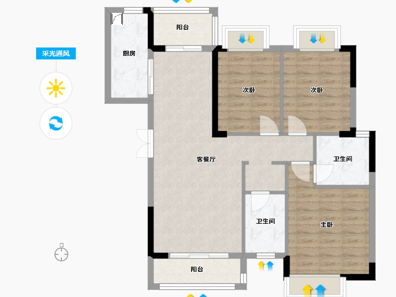 四川省-成都市-东韵花园-93.00-户型库-采光通风