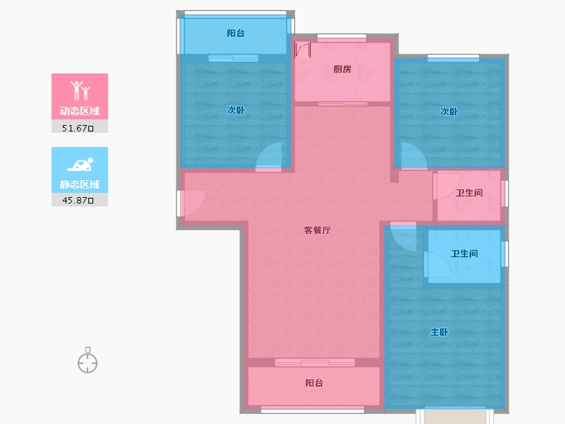 陕西省-渭南市-万和佳苑-105.00-户型库-动静分区