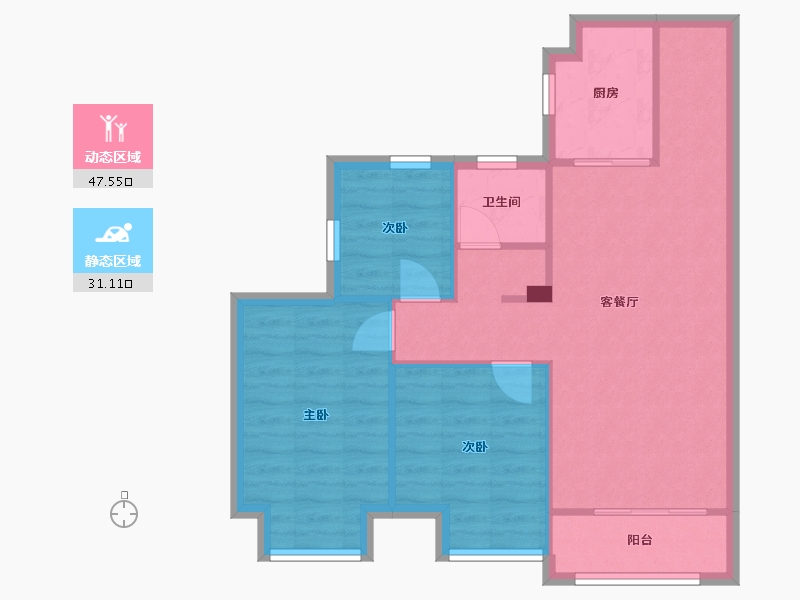 湖北省-武汉市-顶琇国际城一期(A区)-69.00-户型库-动静分区