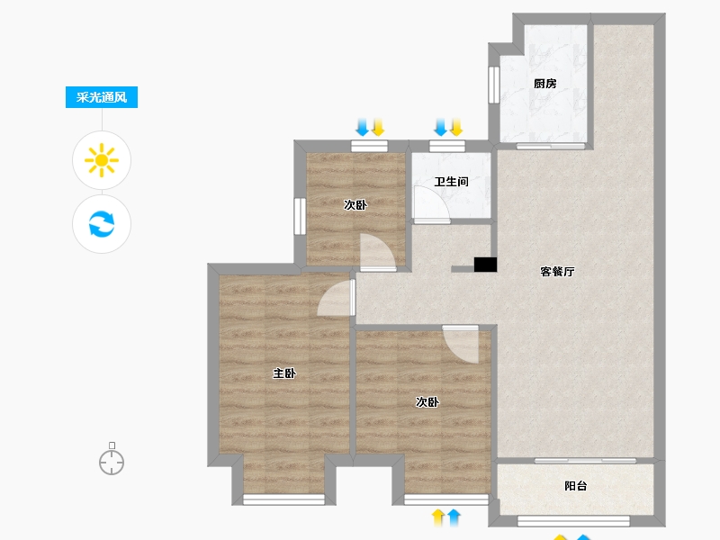 湖北省-武汉市-顶琇国际城一期(A区)-69.00-户型库-采光通风