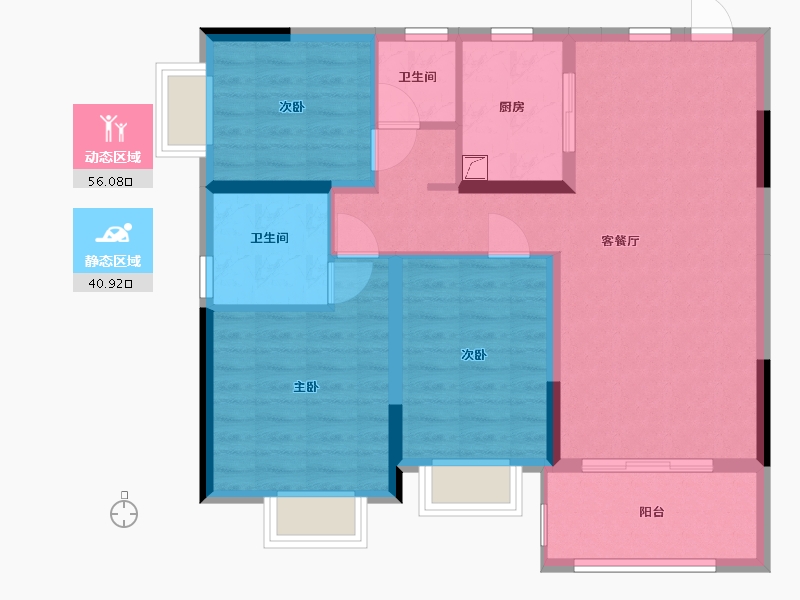 湖南省-长沙市-润和紫郡-118.00-户型库-动静分区