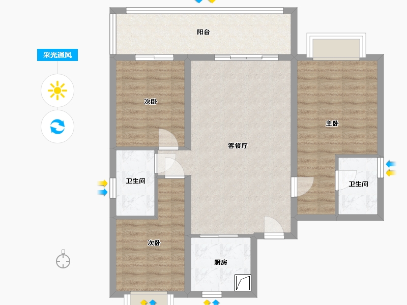 云南省-昆明市-碧桂园北城映象-114.00-户型库-采光通风