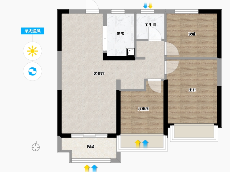 河南省-郑州市-万科大都会五期-95.00-户型库-采光通风