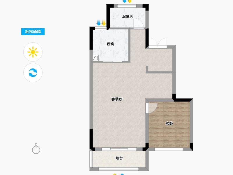 湖北省-武汉市-龙湖-65.00-户型库-采光通风