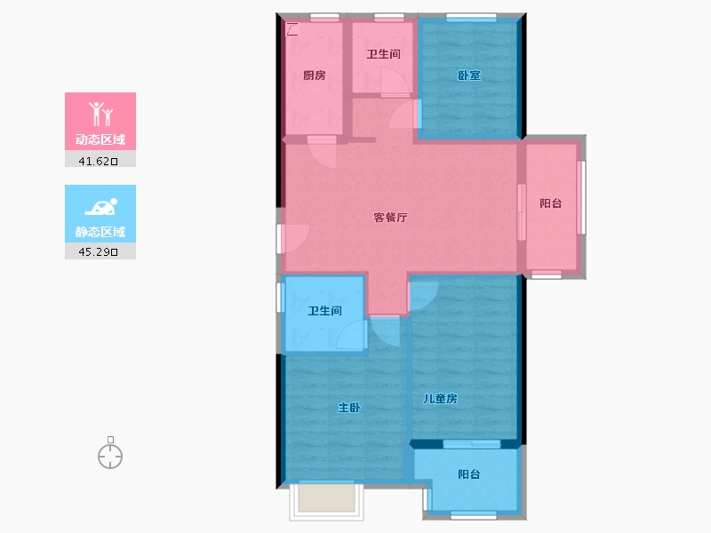 河南省-郑州市-绿都澜湾梓园(七期)-81.00-户型库-动静分区