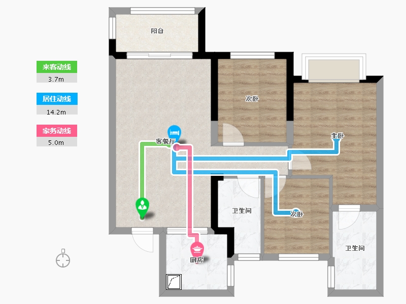 福建省-漳州市-龙湖双珑原著-75.00-户型库-动静线