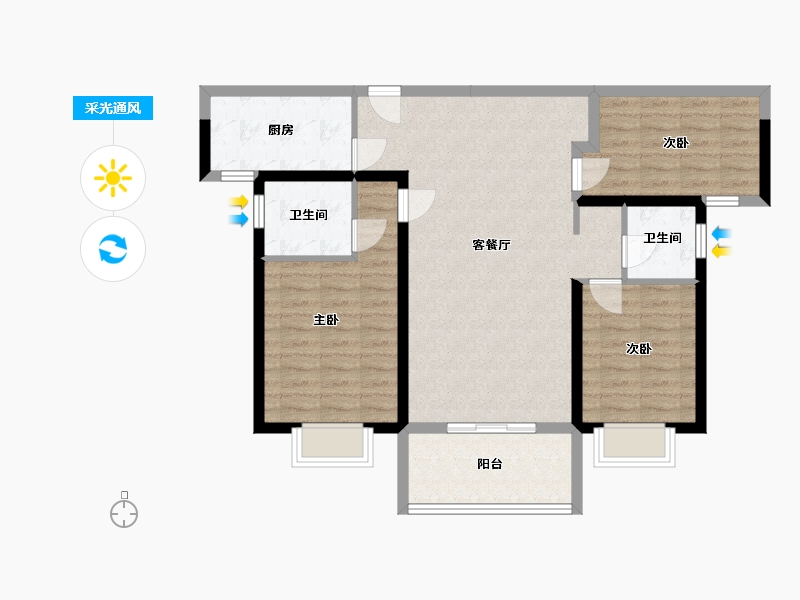 河南省-洛阳市-国风龙樾-96.00-户型库-采光通风