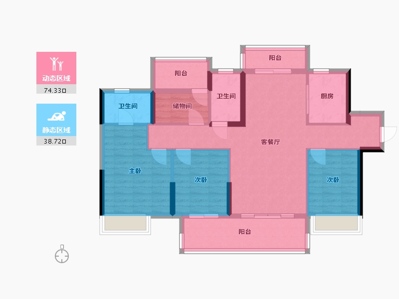 广东省-梅州市-奥园铂誉府-103.26-户型库-动静分区