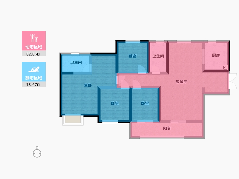 陕西省-西安市-壹号院-113.00-户型库-动静分区