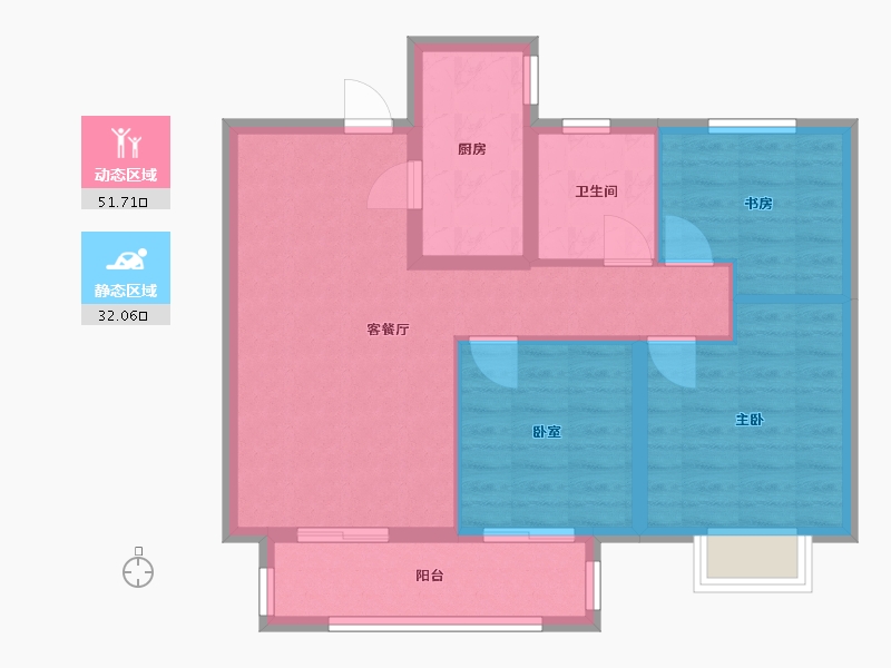 河北省-廊坊市-鸿坤理想城-5期-75.07-户型库-动静分区