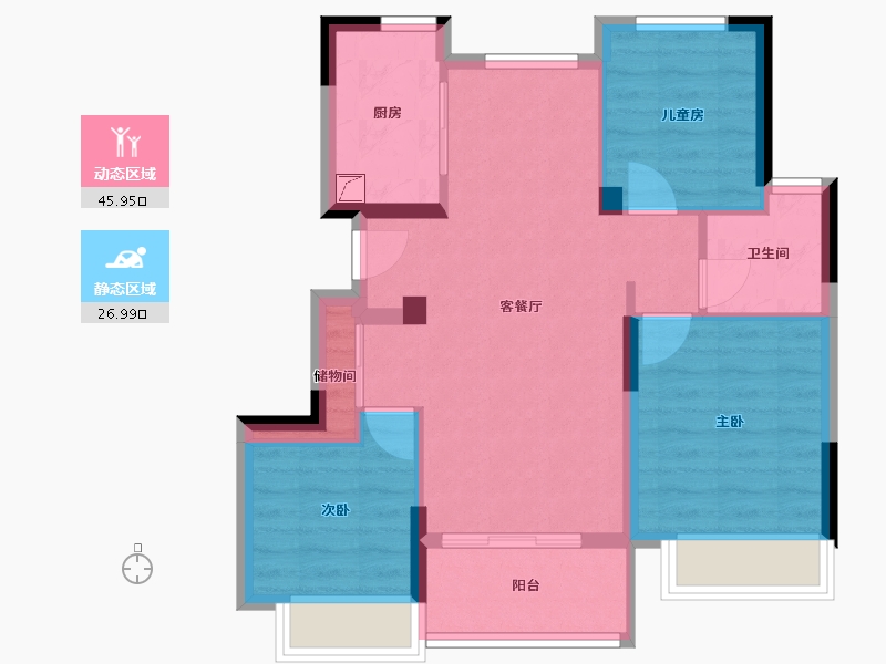 江苏省-南京市-时光泊月-70.00-户型库-动静分区