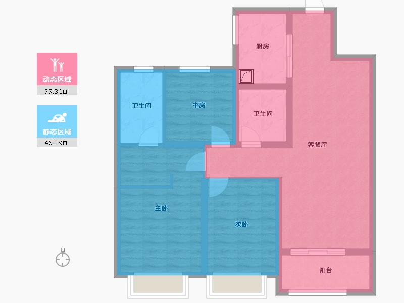 江苏省-无锡市-朗山-90.00-户型库-动静分区