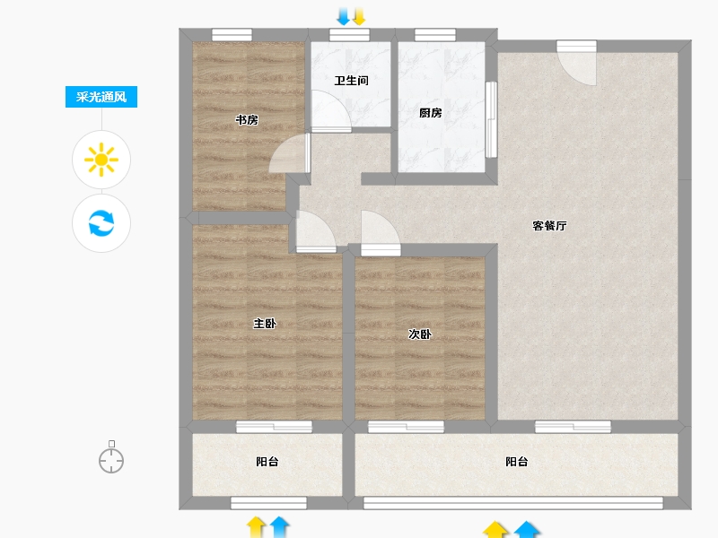 山东省-德州市-崇德园-85.00-户型库-采光通风