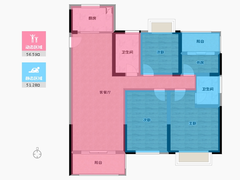 江苏省-淮安市-成贤府-95.42-户型库-动静分区