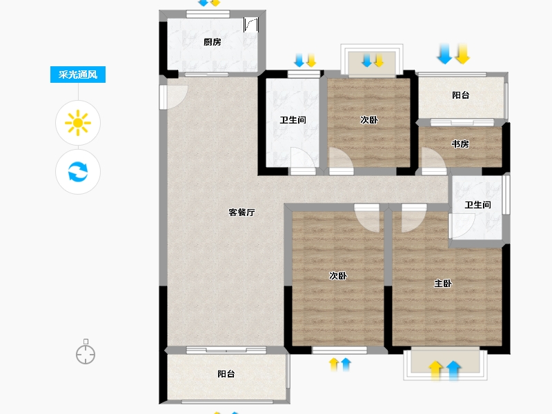 江苏省-淮安市-成贤府-95.42-户型库-采光通风