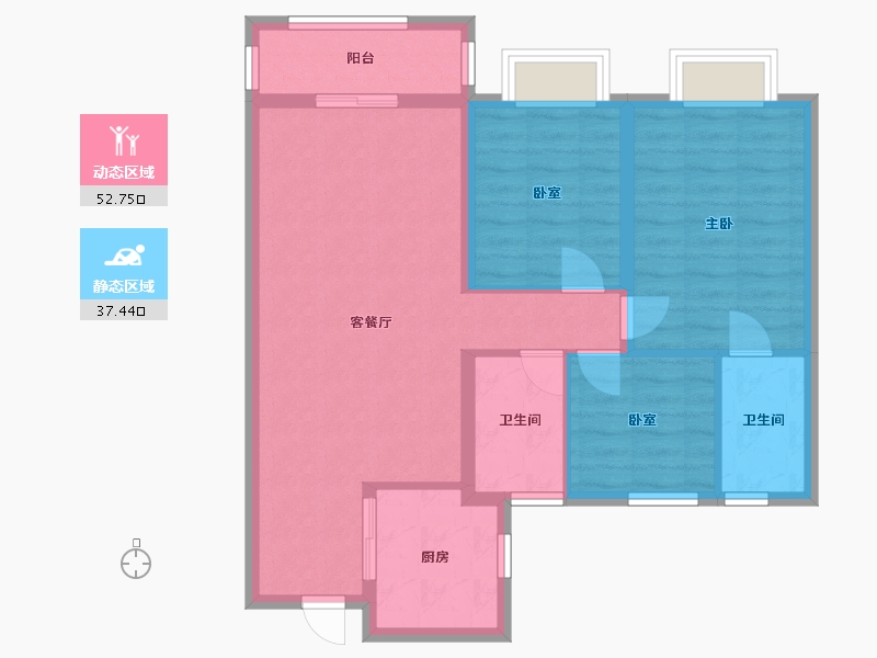 湖北省-武汉市-万科云城-88.00-户型库-动静分区