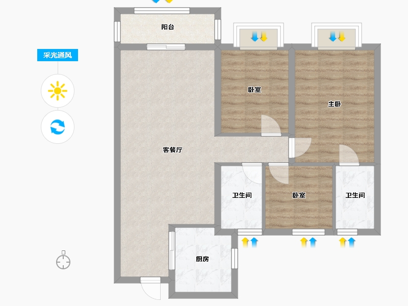 湖北省-武汉市-万科云城-88.00-户型库-采光通风