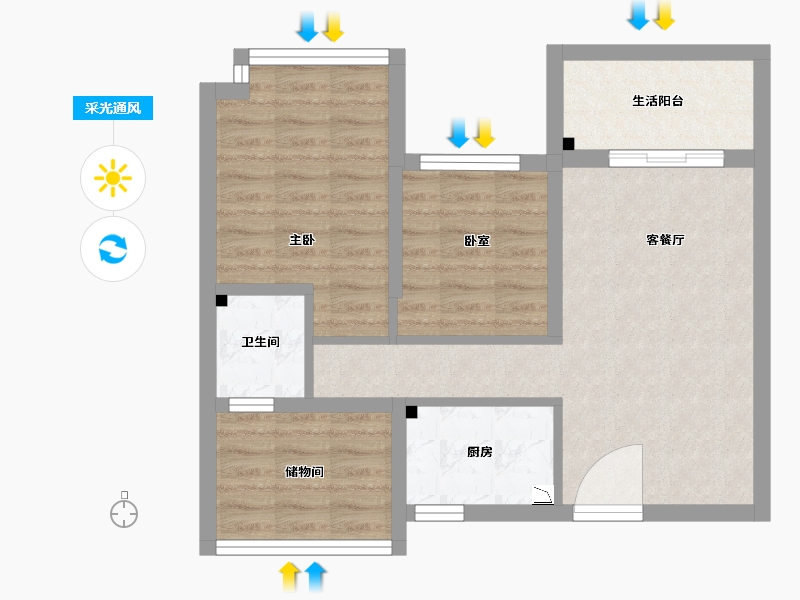 湖南省-常德市-东方明珠-64.74-户型库-采光通风