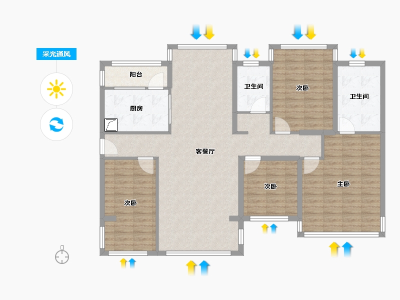 广西壮族自治区-南宁市-西班牙小镇-132.06-户型库-采光通风