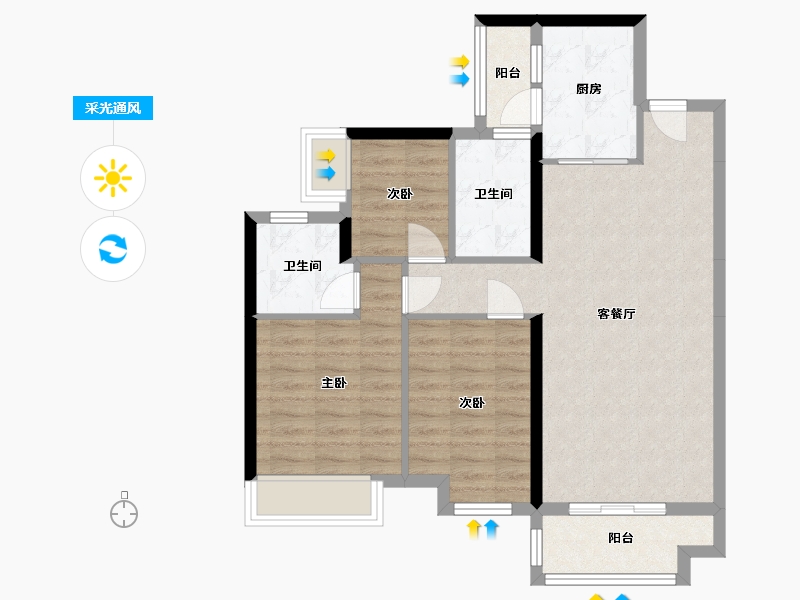 贵州省-遵义市-美的云熙府-89.00-户型库-采光通风