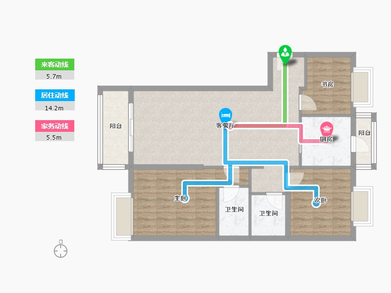 湖北省-武汉市-碧桂园云境-94.58-户型库-动静线