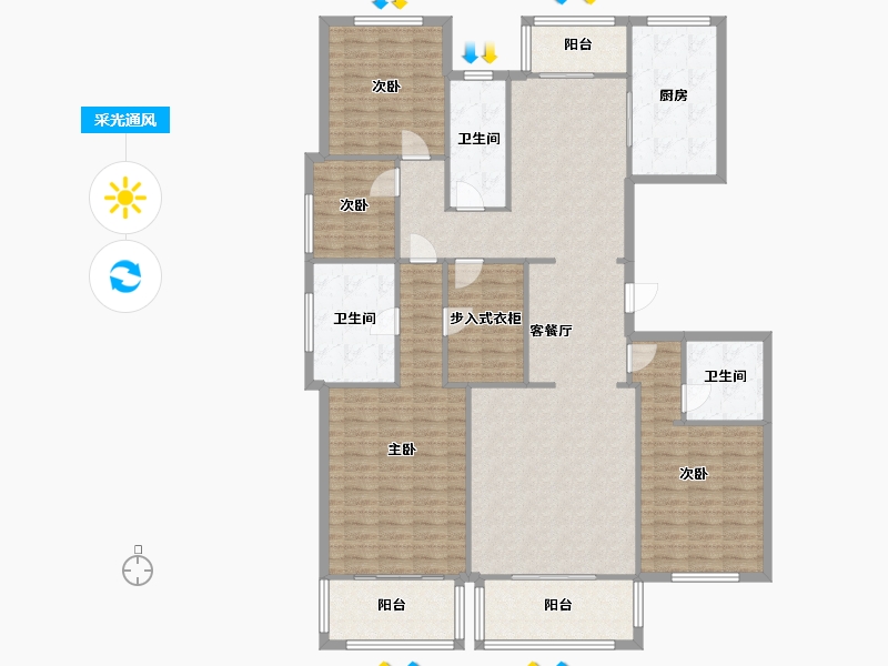 浙江省-杭州市-远洋西溪公馆-169.16-户型库-采光通风