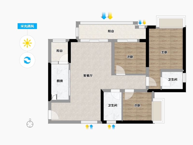 重庆-重庆市-棠悦府-78.80-户型库-采光通风