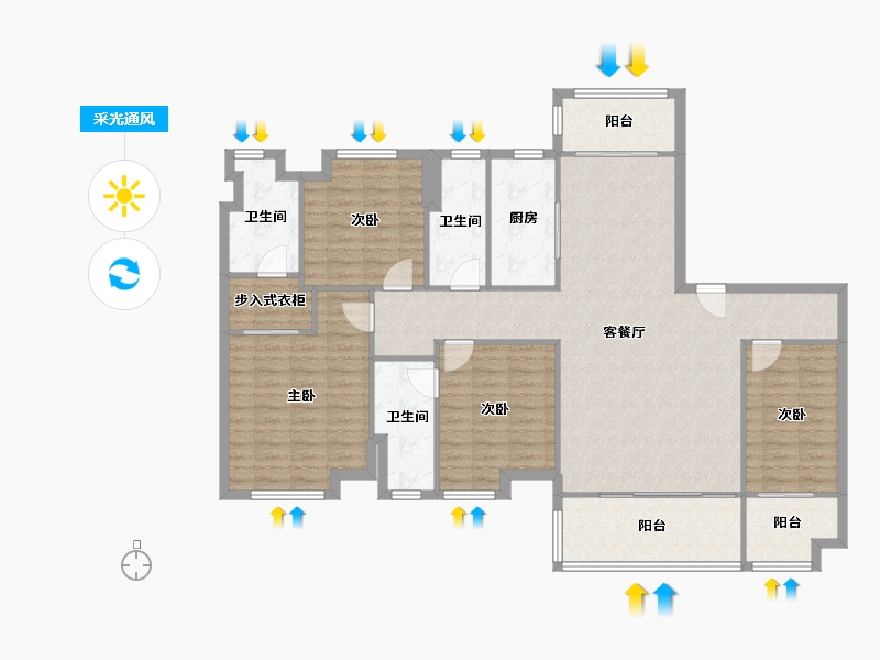 广东省-佛山市-保利碧桂园天汇-160.00-户型库-采光通风