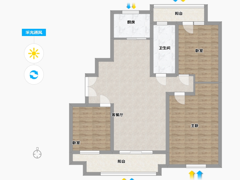 山东省-临沂市-汶河新城-97.00-户型库-采光通风