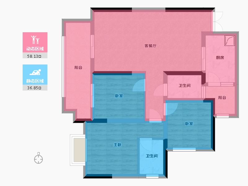 重庆-重庆市-南国香榭-84.35-户型库-动静分区