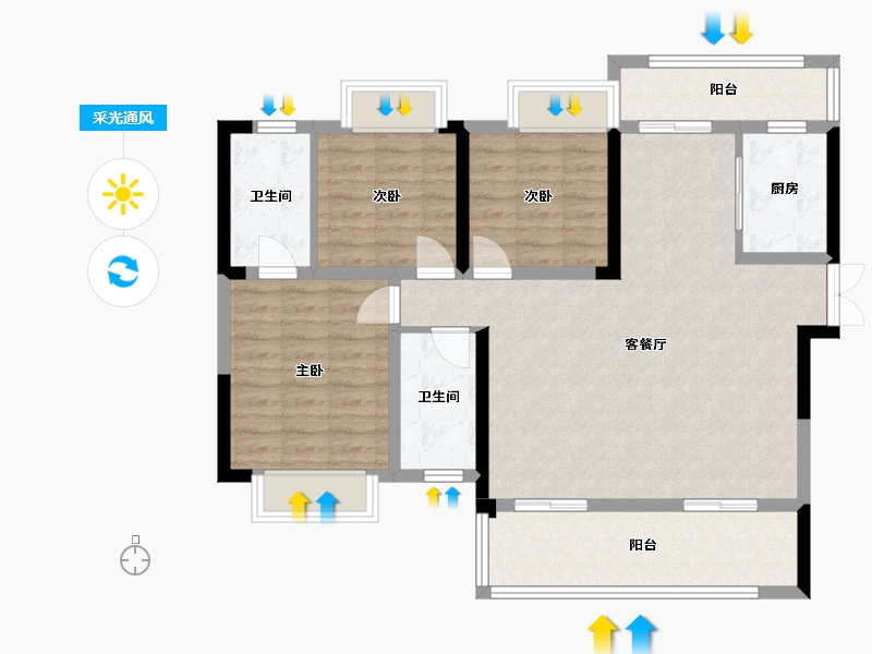 湖北省-宜昌市-世纪山水-100.26-户型库-采光通风