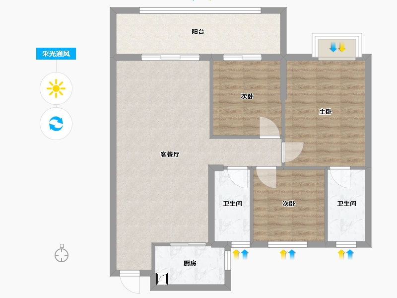 福建省-莆田市-云悦壹号-86.66-户型库-采光通风