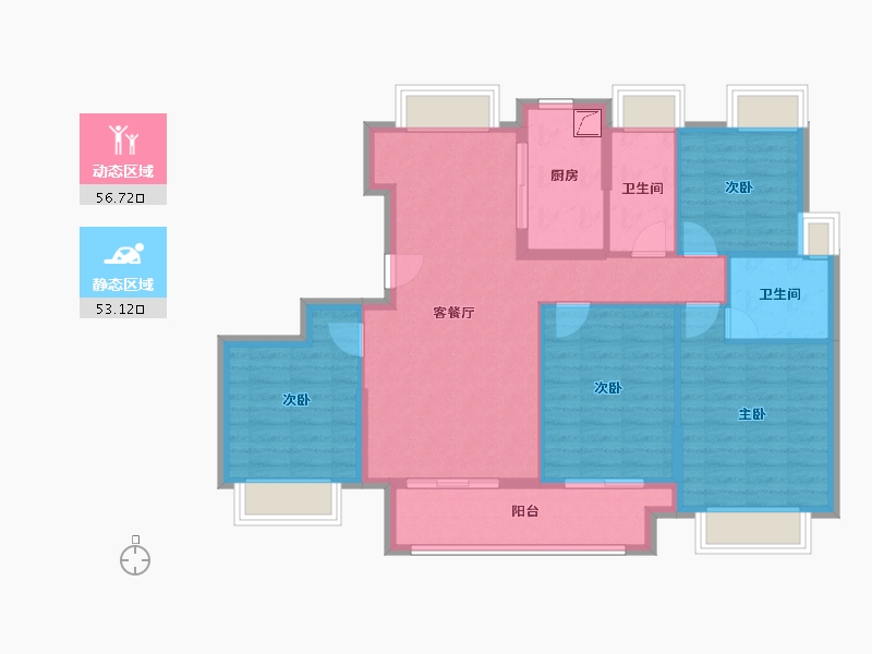 江西省-吉安市-华驰·阳明天悦-103.00-户型库-动静分区