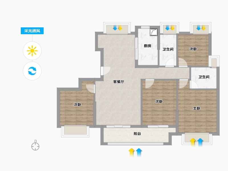 江西省-吉安市-华驰·阳明天悦-103.00-户型库-采光通风