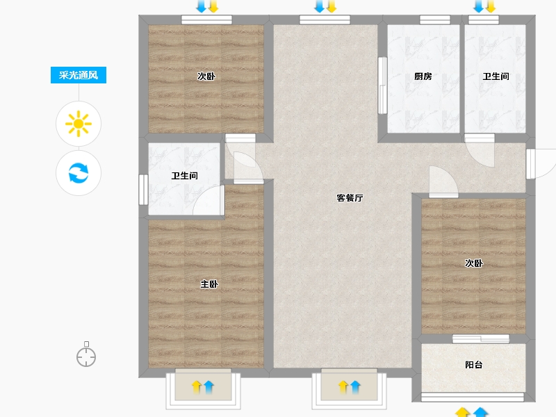 山西省-晋中市-德元府-96.77-户型库-采光通风